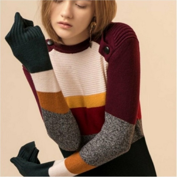 Genuine People Striped Colorblock Sweater Small - Picture 6 of 15